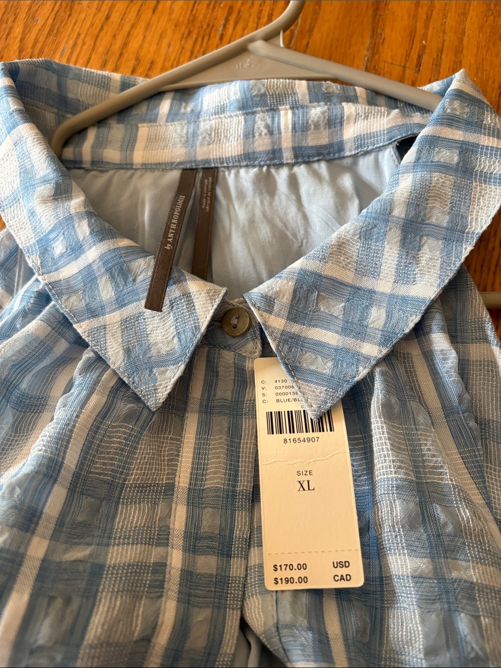 Anthropologie Light Blue Plaid Sleeveless Button-Front Maxi Dress size XL - Picture 3 of 7